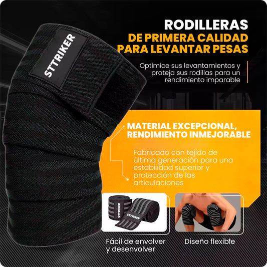 Sttriker®: Soporte Elástico para Rodillas - Ideal para Levantamiento de Pesas