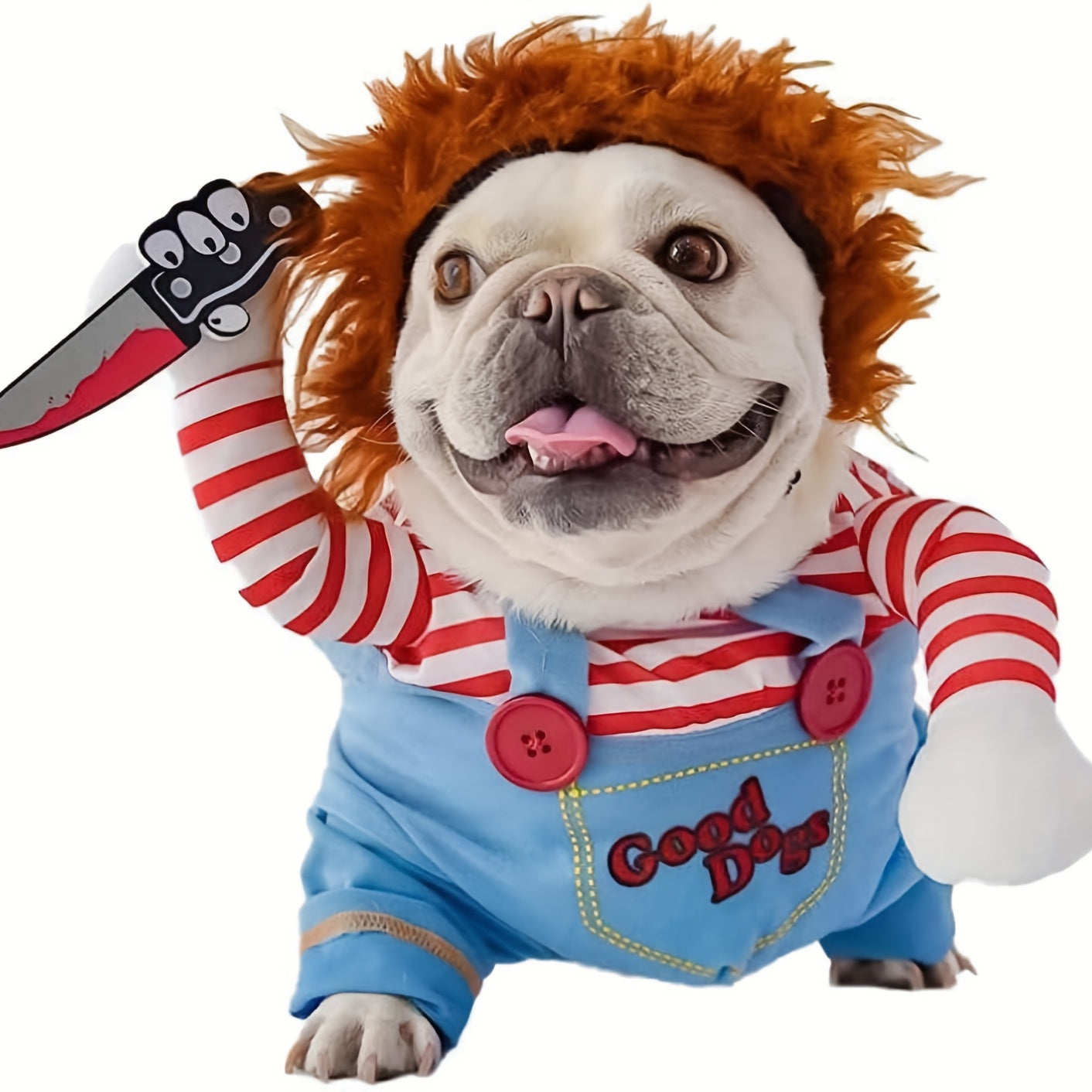 "Disfraz Chucky para Perros - Traje Divertido y Viral para Halloween 2024"